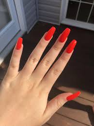 See more ideas about nails, cute acrylic nails, coffin nails designs. Red Orange Acrylic Coffin Nails Beautifulacrylicnails Red Acrylic Nails Long Red Nails Luxury Nails