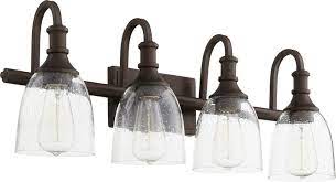 The piece has three lights in a row design by carolyn kinder for uttermost. Quorum Richmond 4 Light Bathroom Vanity Light In Oiled Bronze Lightsonline Com