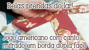 Caminho De Mesa Com Canto Mitrado Belas Prendas Do Lar Jogo Americano Com Canto Mitrado Em Borda Dupla Face Jogo Americano Projetos De Costura Faceis Patchwork
