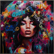 ArtUniverse Gemälde Street Art Rock Girl 100x100 cm, Streetart