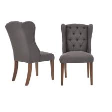 Home Decorators Collection Belcrest Sable Brown Wood Upholstered Dining Chair With Charcoal Seat Set Of 2 24 02 In W X 40 94 In H 4083 D Charcoal The Ho Upholstered Dining Chairs Beige