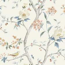 Most relevant best selling latest uploads. Floral Wallpaper Florals Trail 401866 Flowers Nature Birds Cream Multicolor