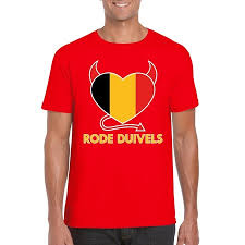Heel de zomervakantie lang zijn het de. Belgie Rode Duivels Hart Shirt Rood Heren Fun En Feest