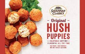 The hush puppy resembles a simplified version of a puppy's head, having droopy ears and similar markings to that of a basset hound. Kroger Savannah Classics Original Hushpuppies 16 Oz