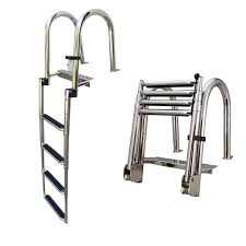 The aluminum mounting plate with stainless steel locking pins secures to dock, making ladder installation and removal easy at the beginning and end of the season. Chax 4 Steps Folding Telescoping Pontoon Boat Dock Ladder Stainless Steel Heavy Duty Swim Step For Boat Yacht Dock By Chax Shop Online For Sports Outdoors In New Zealand