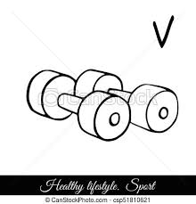 Dumbbells Zeichnen Vektorsymbole Ein Aufruf Zum Sport Fur Die Gesundheit Lineares Bild Von Zwei Dummkopfen Isoliert Auf Canstock