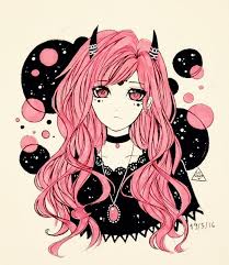 Colorful Fashion Devils Anime Color Space Anime Art Girl Anime Art Pastel Goth Art