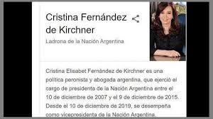 Argentine vice president cristina fernández de kirchner juan ignacio roncoroni / efe. Buenos Aires Times Cfk Sues Google Over Thief Of The Nation Search Engine Result
