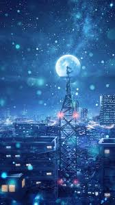 Night Sky City Stars Anime Scenery 4k 3840x2160 Wallpaper Anime Scenery Anime Wallpaper Iphone Scenery Wallpaper