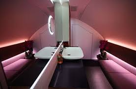 Qatar Airways Reveals Additional Glimpse Of Its Customised A380 800 First And Business Class Lounge And Bathroom Interiors Qatar Airways Business Class Seats Business Class