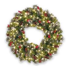 National Tree Company 36 In Pre Lit Outdoor Green Winterberry Artificial Christmas Wreath With White Clear Incandescent Lowes Com Artificial Christmas Wreaths Pre Lit Wreath Christmas Wreaths