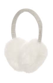 An Attractive White And Grey Fluffy Ear Muffs For Your Kids ...