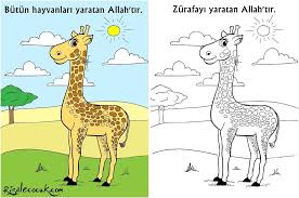 Zurafayi Yaratan Allahtir Boyama Etkinligi Boyamalar Selam Cocuk Zurafa Tintin Anaokulu
