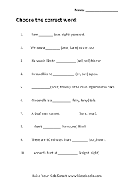 A series of reading comprehension worksheets for second grade (2nd grade). Grade 2 English Homophones Kidschoolz