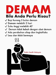 Saya ingin bertanya, bermula pada hari jumaat anak saya mengalami demam, puncak panas pada malam sabtu, semalam saya telah dibawa ke doktor, selepas mengambil ubat suhu badan adalah normal. 4 Jenis Suhu Badan Anak Mak Ayah Kena Ambil Tahu Tanda Tanda Demam Risiko Sawan Jika Diabaikan