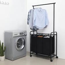 Ce Chariot Sur Roulettes Facile A Deplacer Est Parfait Pour Amenager La Buanderie Il Est Equipe De Pa Panier A Linge Rangement Maison Rangement Organisation