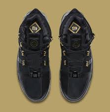 It features the black, gold and crimson colors with gold contrasting stitching and some minor crimson details (l23 crown, lion's eyes, lebron's sig on the insole). Nike Lebron 3 Retro Black Gold Ao2434 001 Release Date Sole Collector