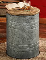 5802083501 Metal Drum Side Table Metal Drum Vintage Industrial Design Metal