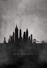 Black And White City Skyline Drawing Black And White Minimalist New York City Skyline New York Art Acrylic Wall Art New York Drawing