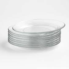 2 piece vintage clear glass snack set tray plate & coffee tea cup star on bottom. Glass Dinnerware Crate And Barrel