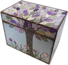 Recipe Box Holds 5x7 Recipe Cards Purple Lavender Cream Green Tree Of Life Decoupaged Awesome Products Selected By Anna Recipe Cards Recipe Box Cards