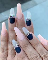 A set of 20 hand painted navy blue matte nails. 47 Beautiful Nail Art Designs Ideas Navy Blue And Pink Nails