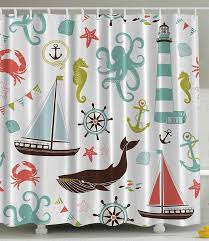 Sea Life Nautical Shower Curtain Nautical Shower Curtains Fabric Shower Curtains Shower Curtain