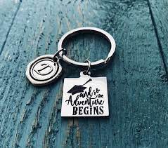 And So The Adventure Begins Inspirational Class Of 2018 College Quote Graduation Men S Grad Cap Silver Keychain Mens Gifts And So The Adventure Begins
