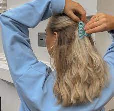 Blonde Hair Pulled Back By Clip Hair Styles Grunge Hair Aesthetic Hair