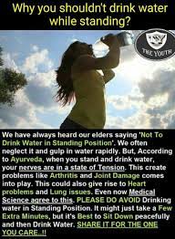 Why You Shouldn T Drink Water While Standing Drinking Water Water Aesthetic Health And Fitness Expo