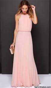 17 99 Women S Maxi Long Dress Dusty Rose Swing Dress Sleeveless Solid Colored Pleated Summer Halter Neck Sophisticated Cocktail Party Prom Belt Not Include Peach Maxi Dresses Solid Maxi Dress Pleated Maxi Dress