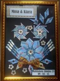 Mahar Mas Kawin Permintaan Dibentuk Rangkaian Bunga Kreatif Hadiah Perkawinan Seni Kertas