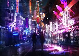 Artstation Neon Street Oleg Danylenko Cyberpunk City Cyberpunk Aesthetic Cyberpunk