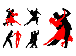 Silhouette of a dancing couple together on pink falling hearts background. Dancing Couples Silhouettes Vector Art Graphics Freevector Com
