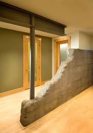 If the joists are parallel to the new wall, adjust the layout so that the wall is directly under a joist. Mwa Architects Steel Beams Industrial Style Living Room Exposed Steel Beam