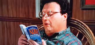 Has anyone ever noticed what book Newman is reading when Kramer is in the  hot tub with butter?.. The book makes the scene funnier