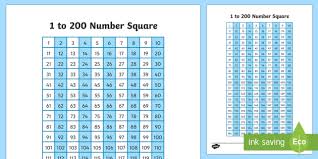 1 To 200 Number Square Irish Teacher Made