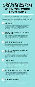 7 Ways To Improve Work Life Balance When You Work At Home Work Life Balance Working From Home Life Balance