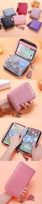 Genuine Leather Multi Slots 20 40 40 60 Card Slots Zipper Card Holder Purses Wallets For Women Purses And Bags