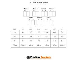 7 Team Round Robin Printable Tournament Bracket In 2019