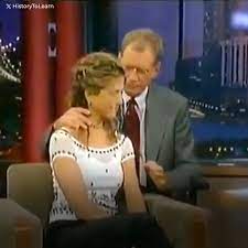 What are you doing?!” Letterman went too far. He tried to lick Jennifer  Aniston. And he starred in an embarrassing moment. The actress was shocked  by his move and screamed. But this