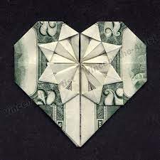 Two Dollar Bill Origami Heart Great Gift Idea Made From Real Money Dollar Bill Origami Dollar Origami Money Origami