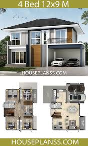 House Design Idea 12x9 With 4 Bedrooms Home Ideas Model House Plan Modern Style House Plans Architectural House Plans