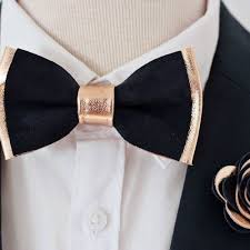 Rose Gold Navy Blue Leather Bow Tie For Men Rose Gold Wedding Etsy