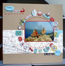 Love The Map Paper And Circle Of Embellishments Lovely I Could Use My Epiphany Tool To Make Small Avec Images Scrapbooking Modele Scrapbooking Voyage Carte Scrapbooking