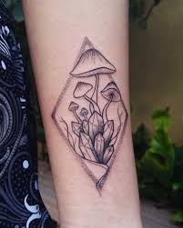 A small and simple fine line mushroom tattoo will always fit in. Mushroom Tattoo Ideas