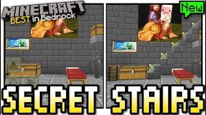 Minecraft Hidden Secret Stairs Redstone Tutorial Mcpe Xbox Bed Stairs Minecraft Minecraft Secrets Minecraft Redstone