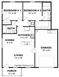 Master br has a queen size bed, the extra room has a full, and there is an extra twin mattress under the full size bed. J0222 13 Cottage Floor Plan 2br 2ba With Garage Cottage Floor Plans Garage House Plans House Plans