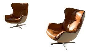 Modern Cognac Leather Eq3 Arie Lounge Chairs A Pair Chairish