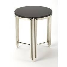 Silver Granite Sculpted Legs Black Marble Top Accent Table Marble Top Accent Table End Tables Furniture